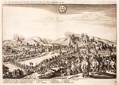 Belagerung und Angriff von Gustav II Adolf im Dreißigjährigen Krieg, 1632. Matthias Merian in Danckerts Historis 1642.